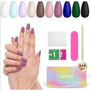 240PCS Press on Nails, OPOVE Short Acrylic Matte Nails